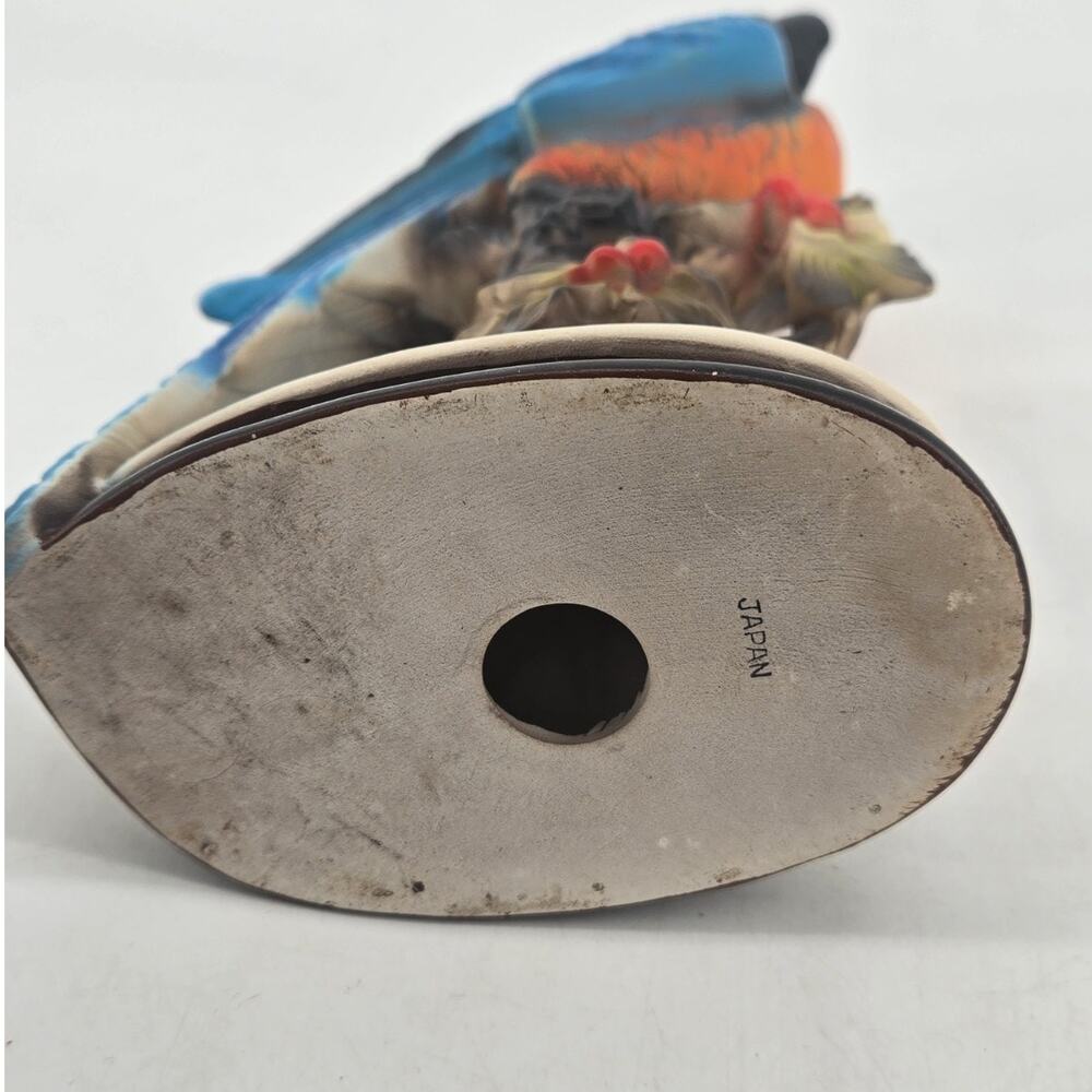 Mid Century 1960s Japanese Ceramic Blue Macaw Parrot Figurine Vintage 11 Inch - Picture 8 of 12